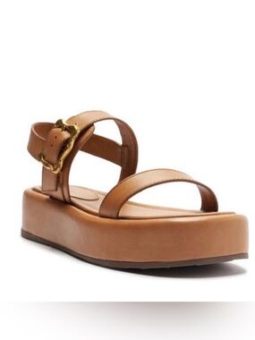 SCHUTZ Wavy Brown Leather Platform Sandals Size  7.5 NWOB
